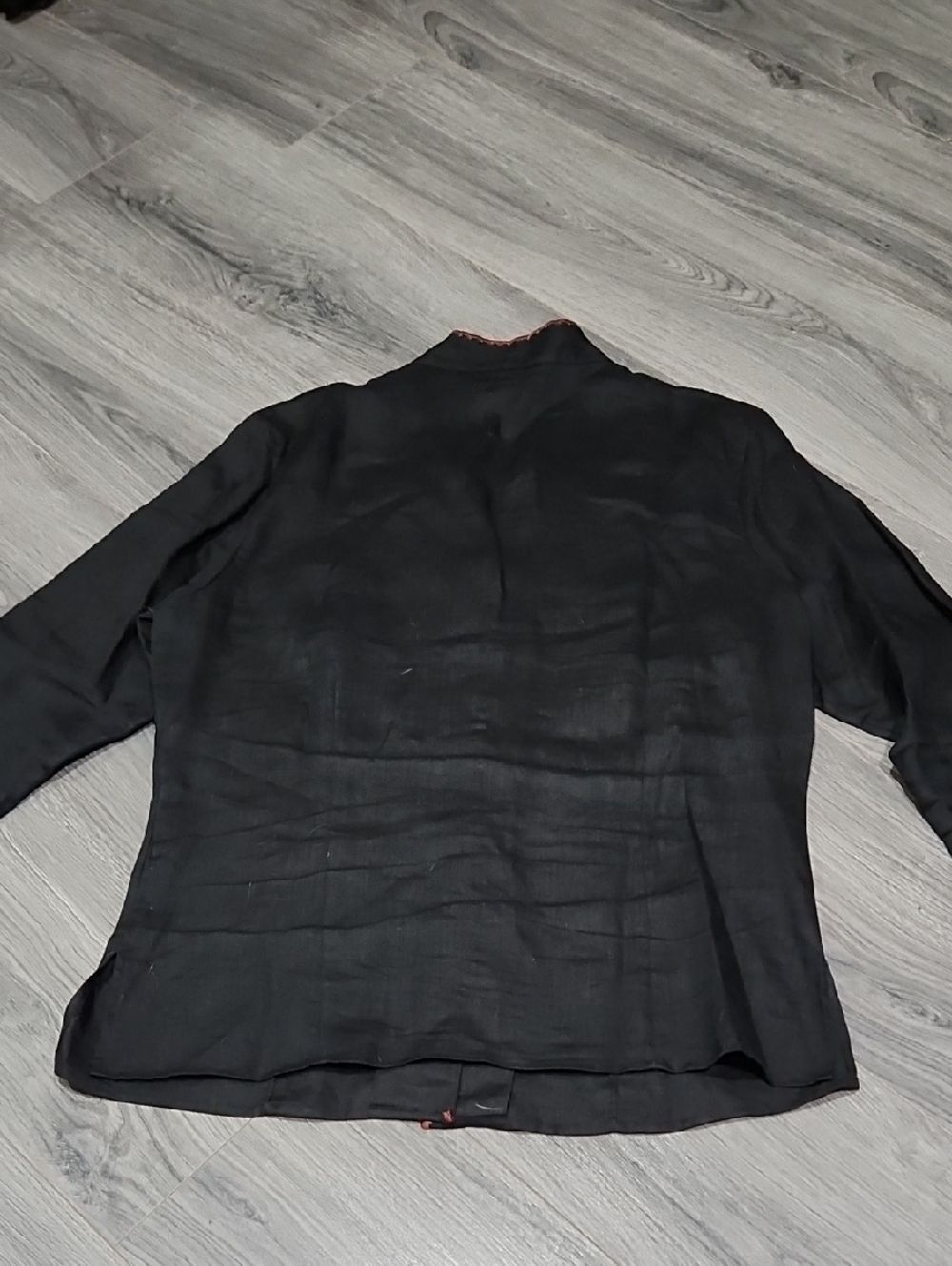 100% Linen Anne Carson Manderin Collar Embroidered Top - Picture 8 of 8